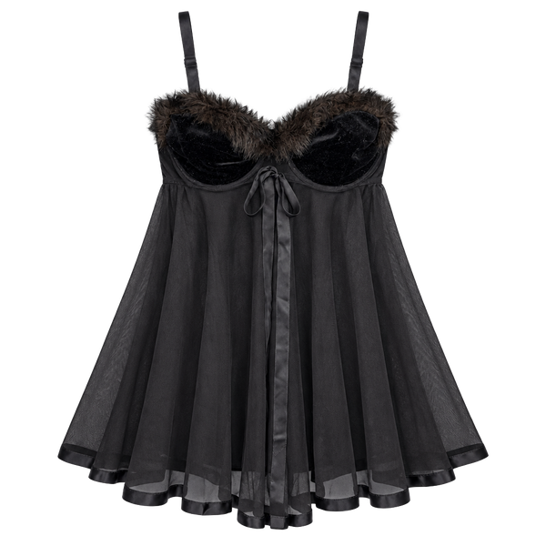Vintage Victoria's Secret Babydoll Slip Dress Size 34B Black