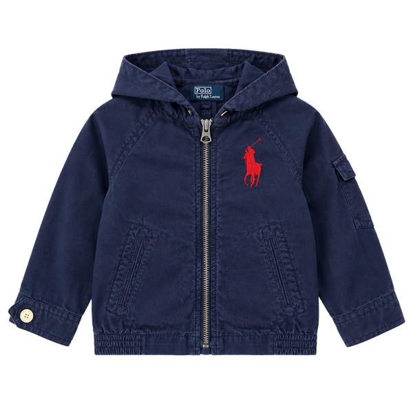 Polo Ralph Lauren Zip Hooded Jacket Size 18M Navy Blue Red Pony