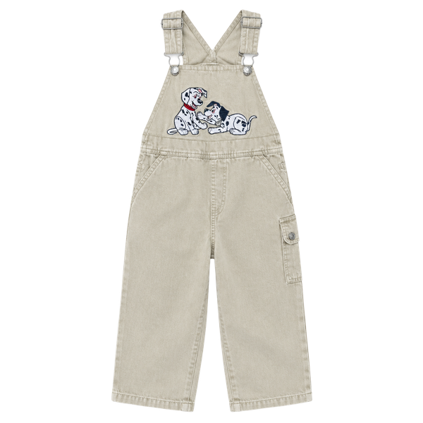 Vtg Disney Store 101 Dalmatians Embroidered Khaki Overalls