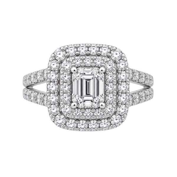 Fashion Square Zirconia Double Halo Ring
