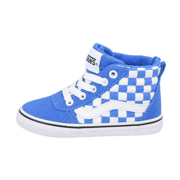 Vans Sk8-Hi Zip Blue White Checkerboard Toddler Shoes 
