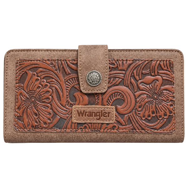 Wrangler Women’s Western Floral Wallet Brown Large Zip Around NWOT