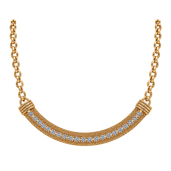 Vintage Sarah Coventry Gold Mesh Chain Choker Necklace with Blue Crystal Accents