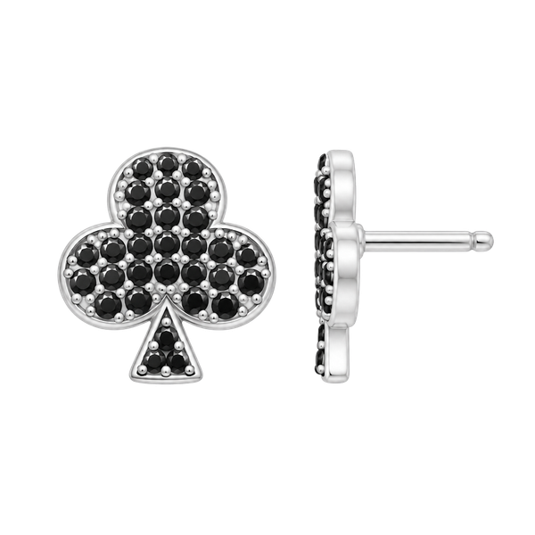 Sterling Silver Black Clover Stud Earrings - Stamped NWOT