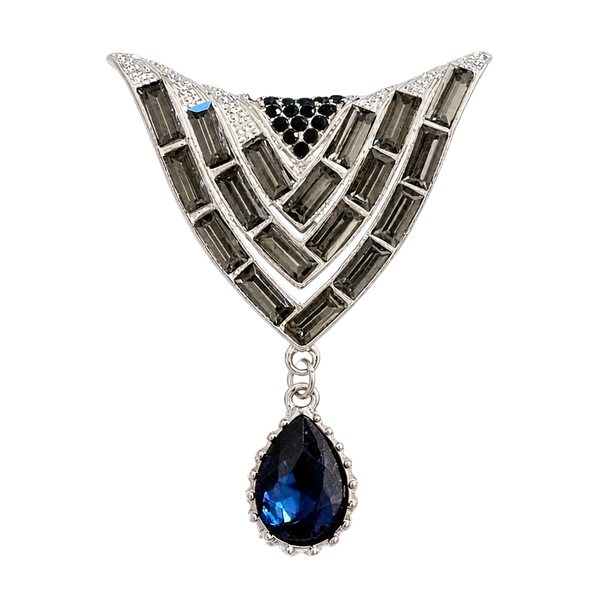 Marcel Boucher VINTAGE “V for Victory"  statement brooch Silver Tone & Blues EUC