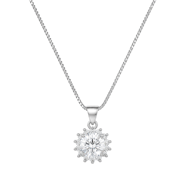 Moissanite Diamond Cluster Pendant on 18” Sterling Silver Chain NWT