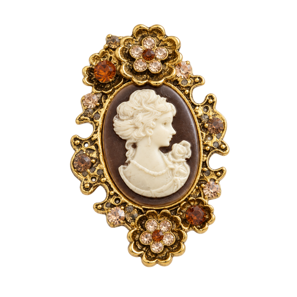 Rhinestone Victorian Lady Cameo Brooch Vintage Cameo 