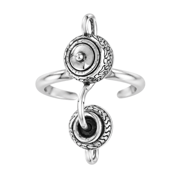 White Gold Double Teapot Ring - Size 8