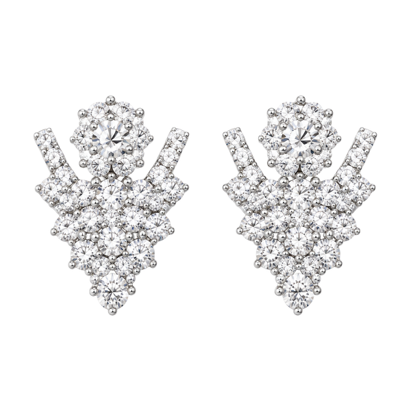 Antique Crystal Cluster Drop Earrings - Gold Tone