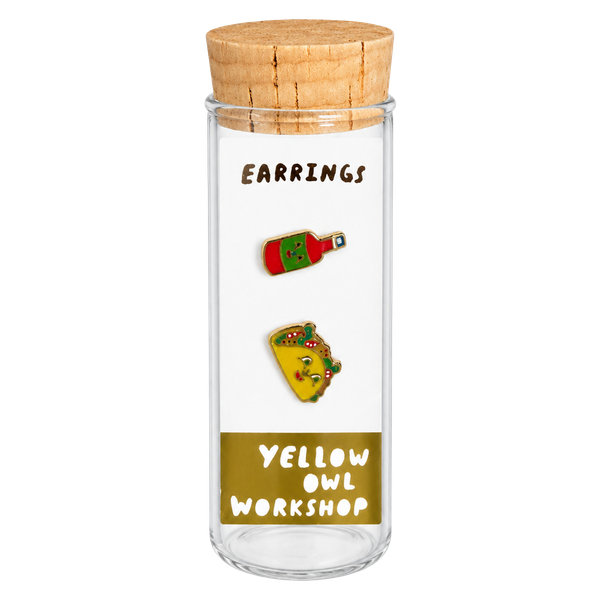 Yellow Owl Workshop Taco And Hot Sauce Enamel Stud Earrings