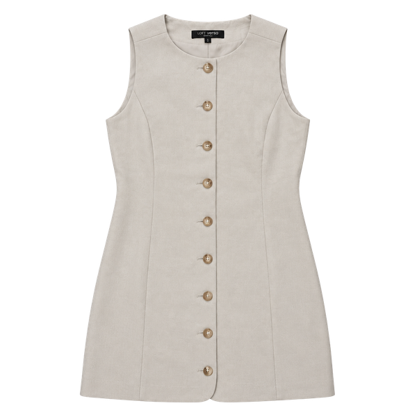 LOFT Crepe Drape Dress Size 2 Beige Button Front Mini