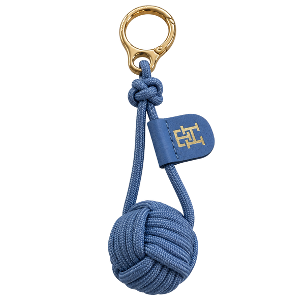 Tommy Hilfiger Blue Rope Knot Keychain Bag Charm Gold Hardware
