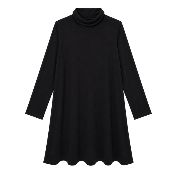 Eileen Fisher Turtleneck Swing Dress Size XL Black Viscose Jersey