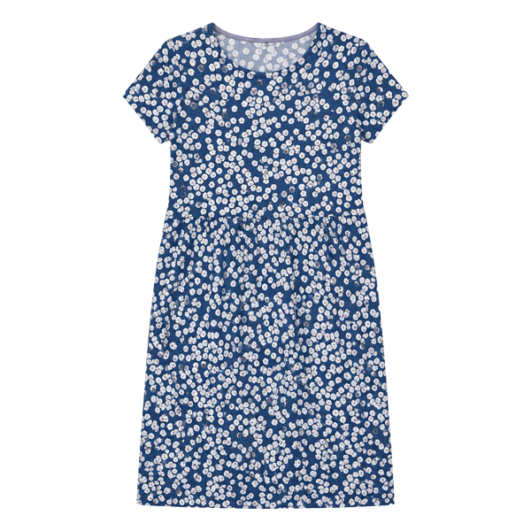 Boden Phoebe Dress Size US 8 tall Blue White Floral Print Jersey Midi