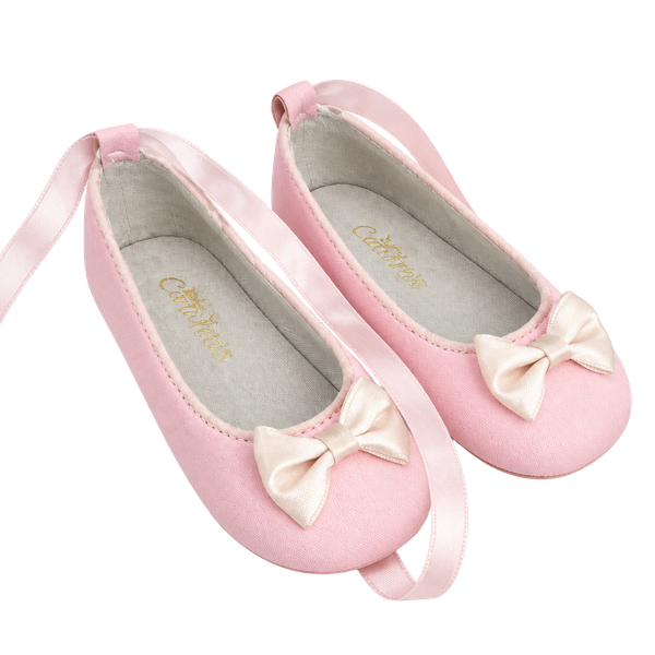 Vintage Baby Capezio Pink Ballerina Slippers with Bow and Ribbon Ties