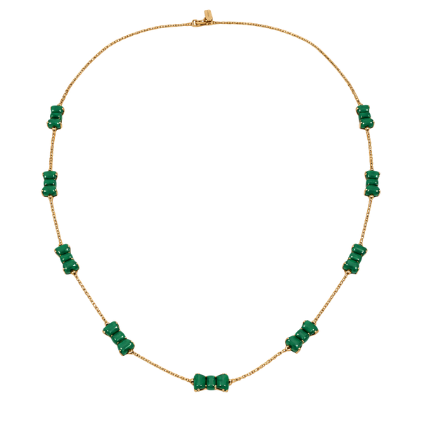 Kate Spade Take A Bow Green Enamel Station Necklace, preppy, work core