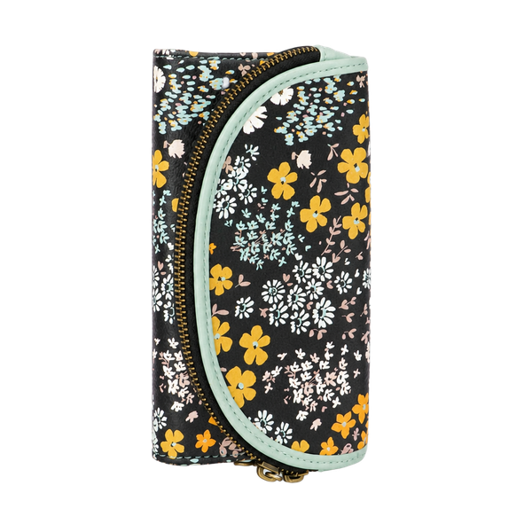 Unbranded Floral Print Wristlet Wallet Black Yellow White