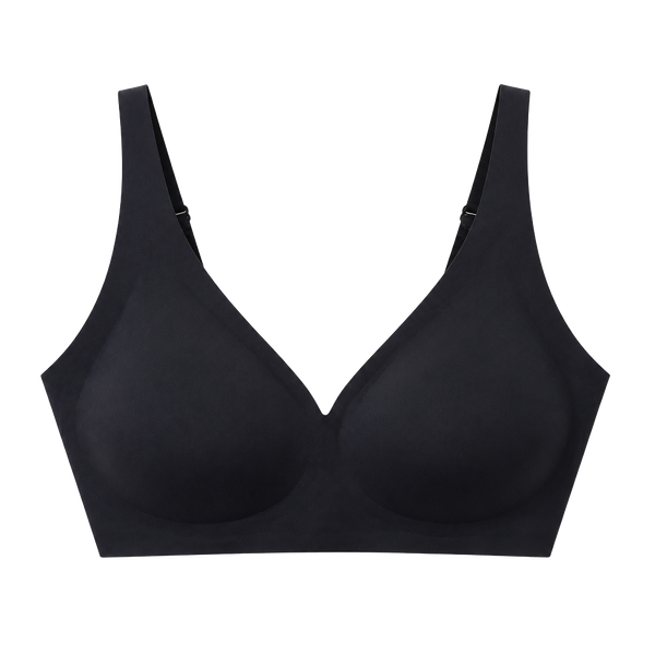 OEAK Deep V Wirefree Seamless Comfort Bra in Black Size L Black