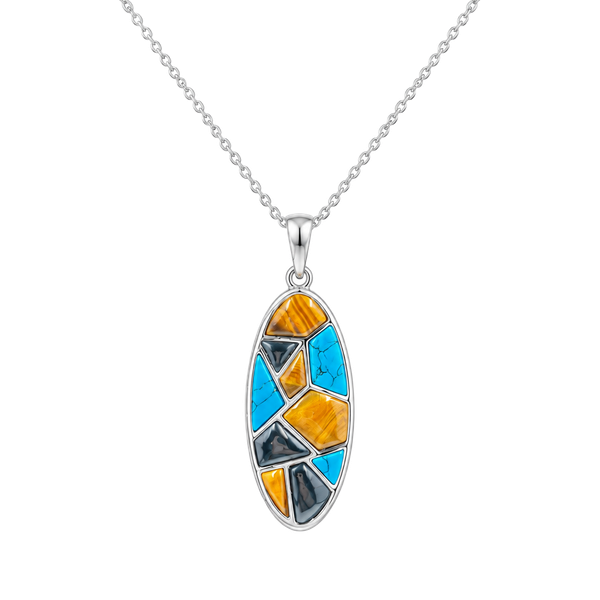 Lia Sophia Matrix Slide Mosaic Oval Pendant Necklace