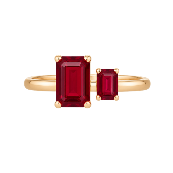 Gem Stone King Emerald-Cut Ruby Ring Size 7 Silver Red Created Ruby