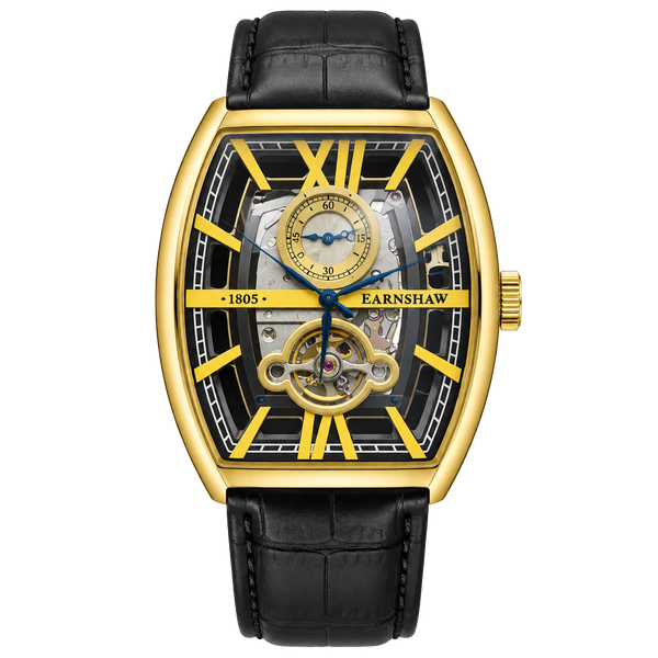 Thomas Earnshaw Holborn Boulton Automatic Gold Black Leather Watch ES-8111-02