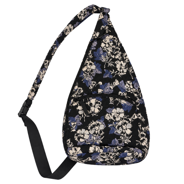 Vera Bradley Frosted Floral Black Cotton Sling Backpack