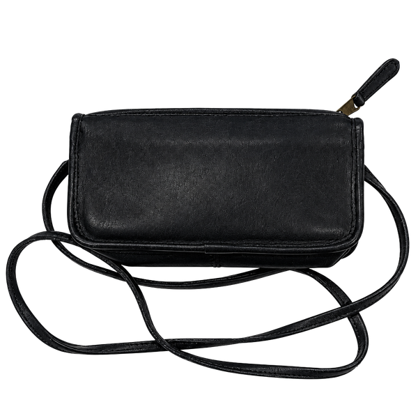 Carriage Court Vintage Leather Crossbody Bag Navy Blue Genuine Cowhide