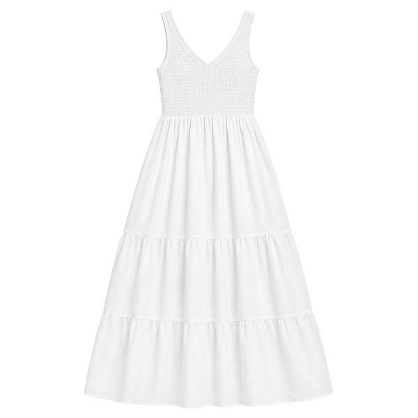 AQUA Tiered Midi Dress Size XL White