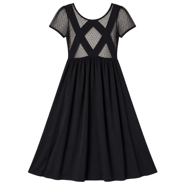 American Eagle Outfitters Dress Size 4 Black Mesh Lace Dot Mini