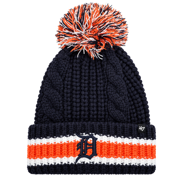 '47 Detroit Tigers Women's Ashfield Cuffed Knit Hat with Pom Navy