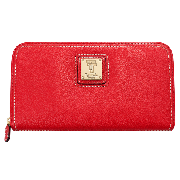 Tignanello Red Leather Zip Around Wallet 