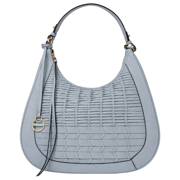 Lodis Woven Leather Hobo Shoulder Bag Light Blue