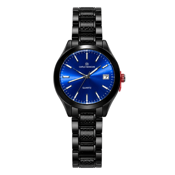 Gino Milano Wrist Watch Blue Dial Black Stainless Steel Quartz 