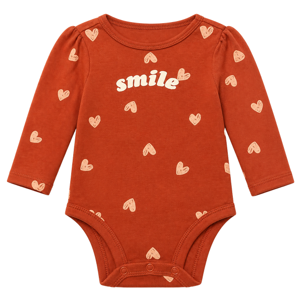 Carter's Smile Heart Print Long Sleeve Bodysuit Size 9m