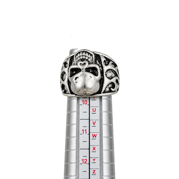 Biker Skull Ring Size 9.5 Silver Tone Gothic Statement Jewelry