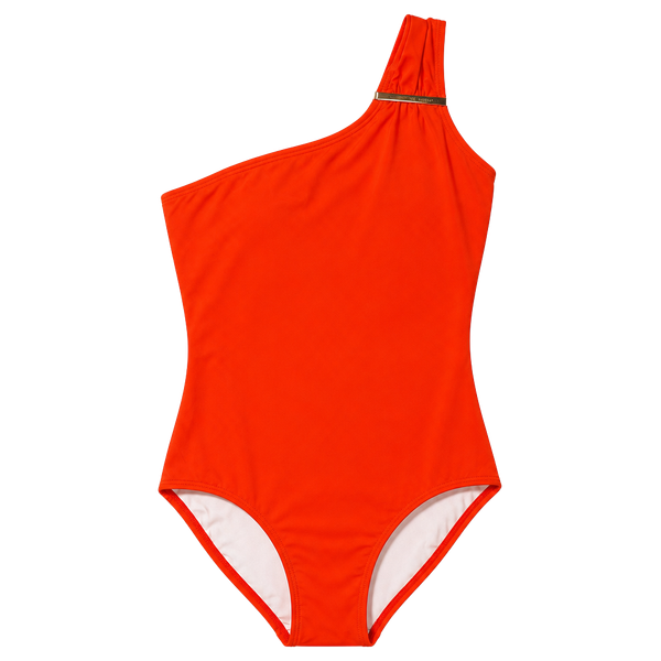 Michael Kors Women's Iconic One Shoulder One Piece Swimsuit Red Size 10