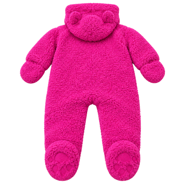 Magnificent Baby Fleece Pram Size 6m Pink Bear Ears Footed Romper Snowsuit
