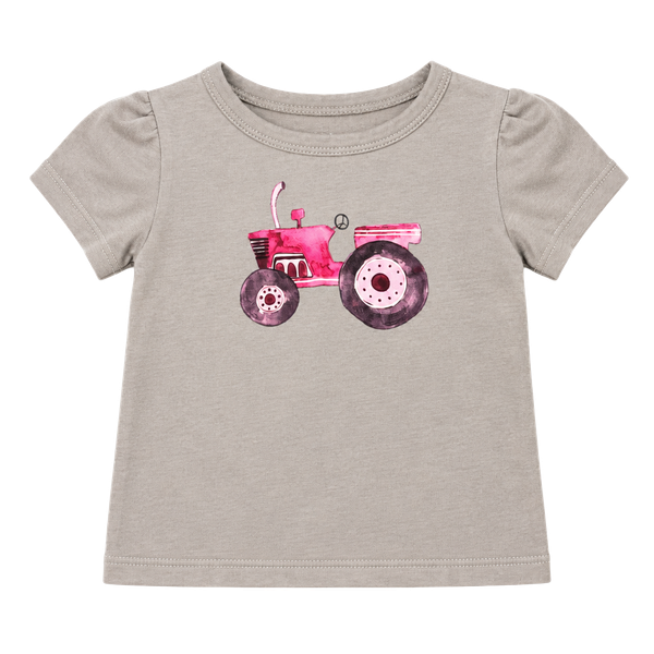 Posh Peanut Tractor Graphic Tee Size 3-6M Green Pink Short Sleeve Shirt
