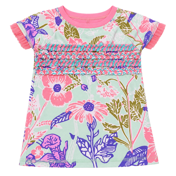 Matilda Jane Rash Guard Size 12-18M Floral Ruffle Swim Shirt