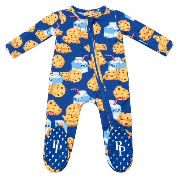 Posh Peanut Milk And Cookies Footie Pajama PM Premature Blue
