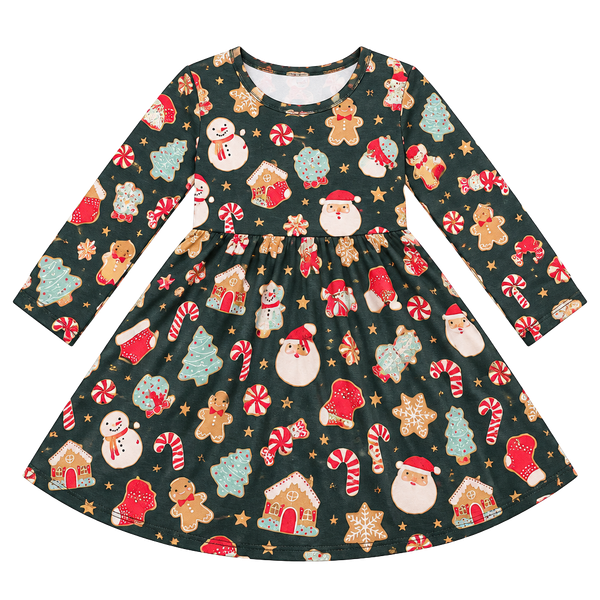 Millie + Roo Christmas Twirl Dress Size 12-24 Months Gingerbread Holiday