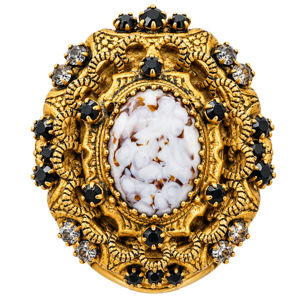 Original By Robert Vintage Filigree Glass Cabochon Brooch