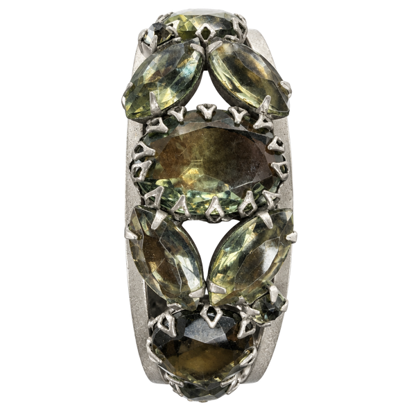 Vintage Juliana D And E Smokey Gray Crystal Rhinestone Clamper Bracelet