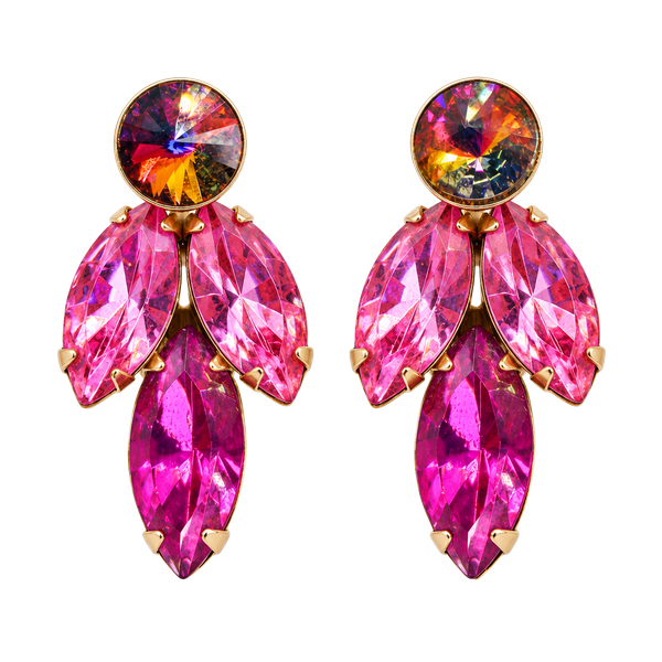 Vintage Pink Rhinestone Clip On Earrings