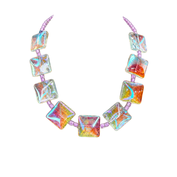 Handmade Aurora Crystal Glass Beaded Necklace 16 Inch