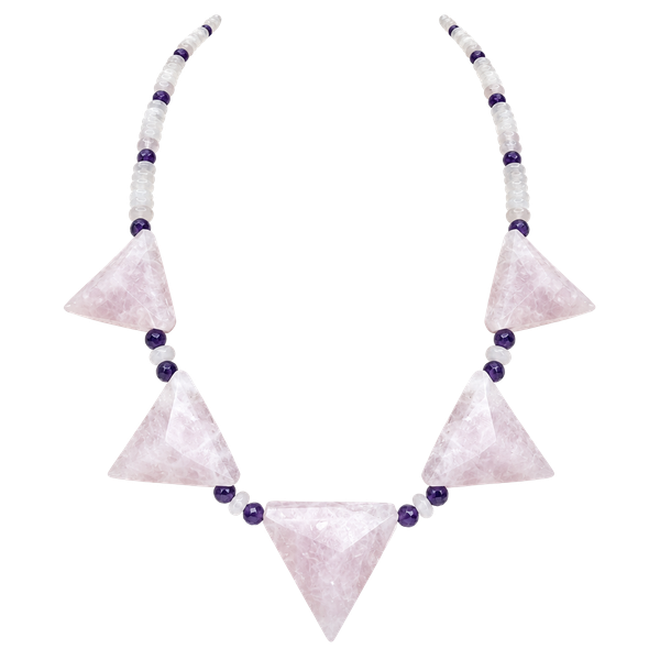 DRT Jay King  Rose Quartz Amethyst Sterling Silver Necklace 20 Inch