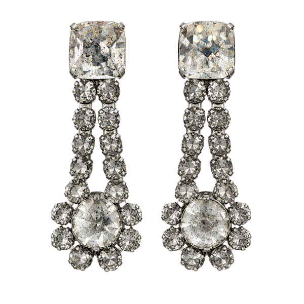 Czechoslovakian Rhinestone Screw Back Dangle Earrings