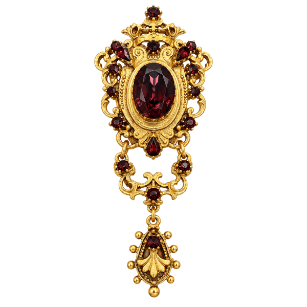 Vintage Victorian Revival Purple Rhinestone Chatelaine Brooch