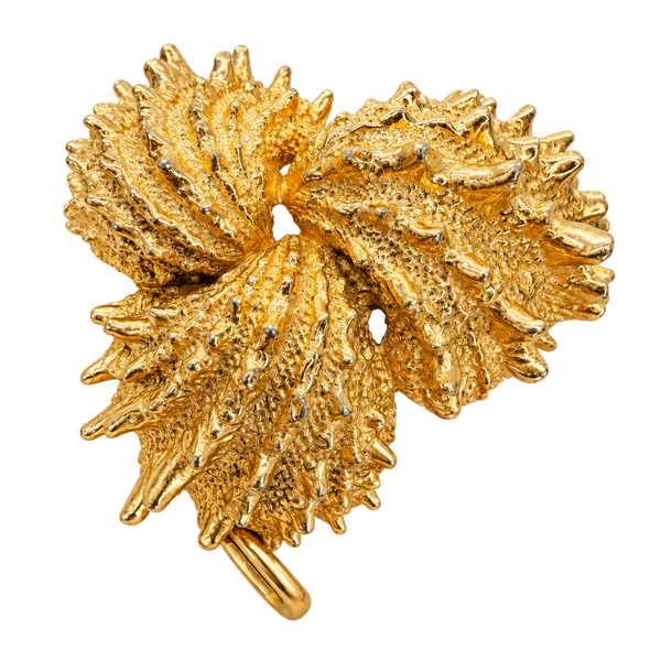 Castlecliff Vintage Textured Gold Tone Sea Urchin Brooch