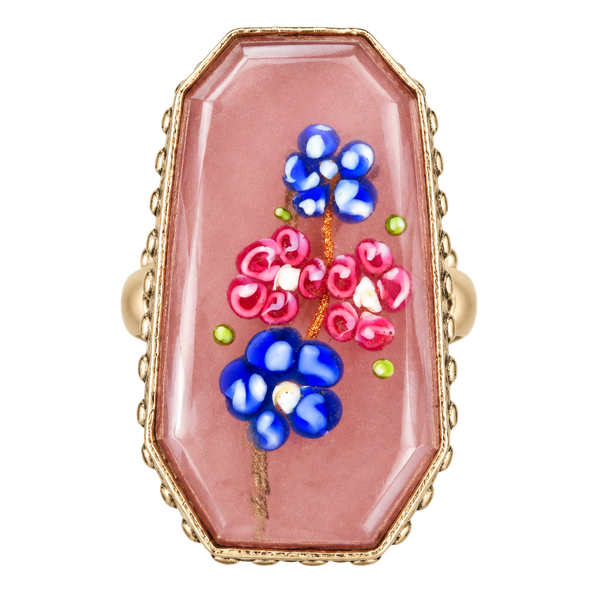 Vintage Antique Faceted Glass Millefiori Flowers Brooch